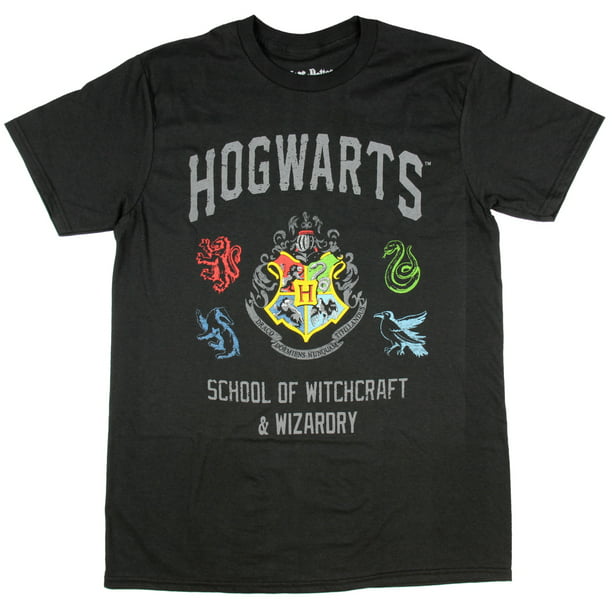 Potter Hogwarts Crest Mens Black T-shirt Walmart.com