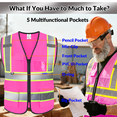 thumbnail image 2 of BeautyWill Class 2 High Visibility Safety Vest, 5 Pockets Reflective Work Vest with Zipper & ID Holder, ANSI/ISEA Compliant, Neon Construction Vest for Men Women, Adjustable Hi-Vis Workwear, 2 of 9