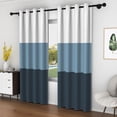 thumbnail image 3 of Lfeey Navy Blue Striped Curtains, Color Blocked Room Darkening Curtains 63 inch Long, Set of 2, 3 of 6