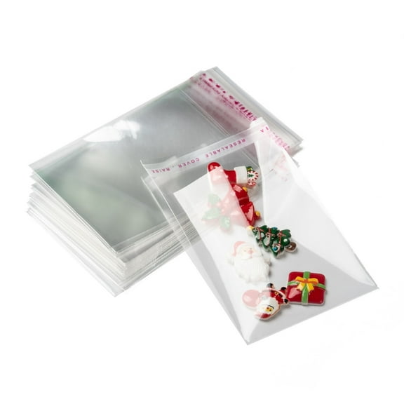 100pc OPP Cellophane Bags Small Jewelry Storage Bags Self-Adhesive Sealing Bags Rectangle Clear 12x7cm Unilateral thickness: 0.035mm Inner measure: 9.5x7cm