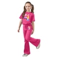 thumbnail image 1 of Rhuody Tenues pour Fille Rentrée des Classes Imprimés de Dessins Animés Ensemble de Survêtement à Manches Courtes Hauts à Col Rond Pantalons Évasés Jolis Vêtements d'Été Rose Vif 7-8 Ans, 1 of 5