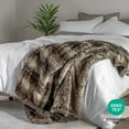 thumbnail image 6 of Bare Home Faux Fur Blanket - 60" x 80" - Ultra Soft Fleece - Oversized, Ombre Stripe, 6 of 8
