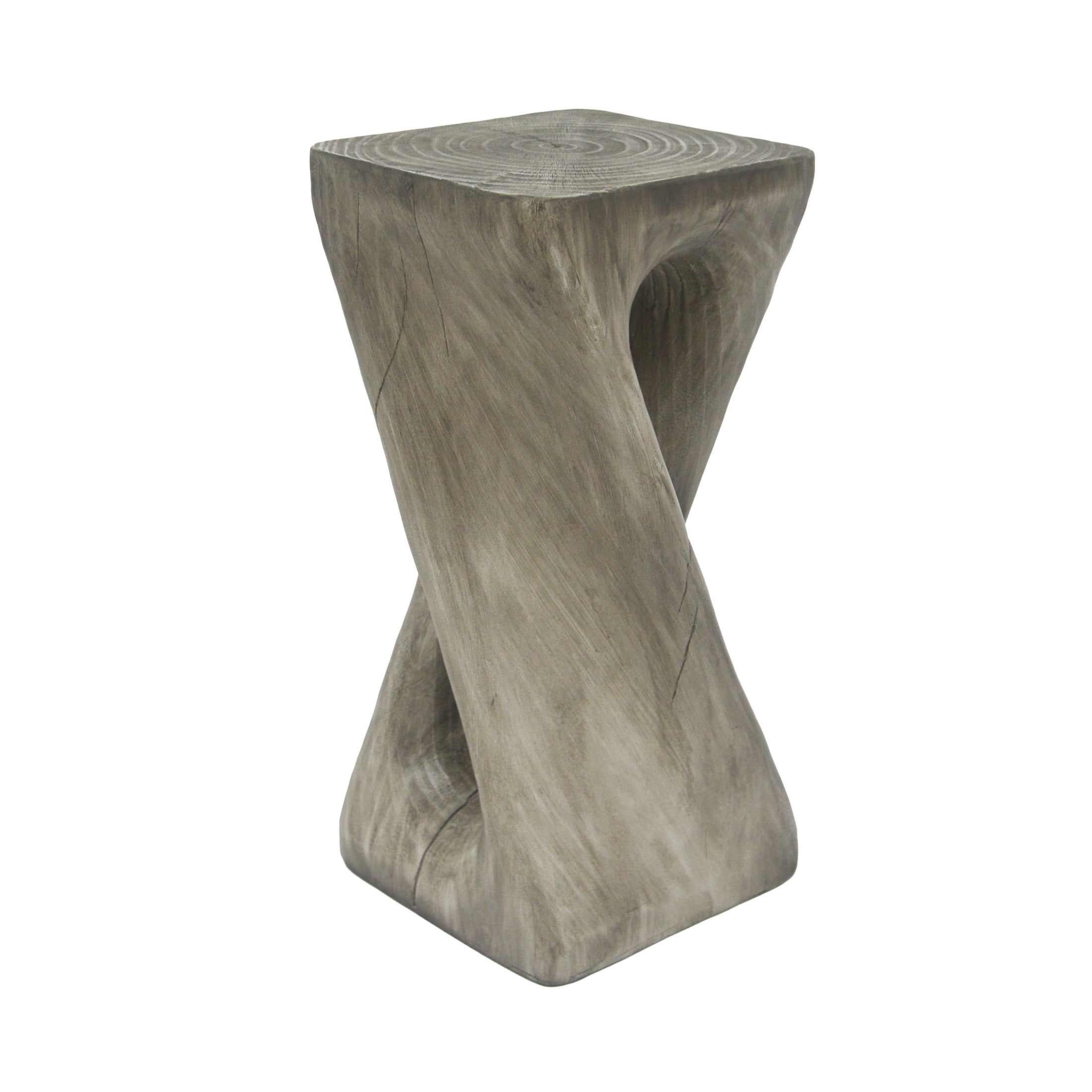 Christopher Knight Home 26.8" Natural Wood Twist Shape Design MGO Outdoor Side Table, Gray