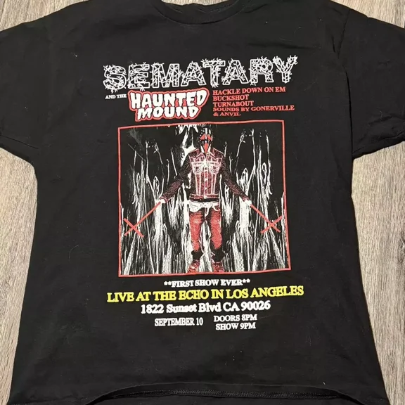 RARE Sematary Black T-Shirt Cotton Full Size Unisex S-5XL