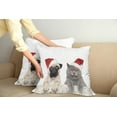 thumbnail image 2 of Ambesonne Pug Throw Pillow Cover 2 Pack, Christmas Themed Dog Photo, 20", Grey Cream Red, 2 of 7
