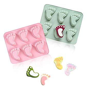Chokov 2Pcs Baby Footprint Molds Foot Step Silicone Fondant Molds for Baby Shower Birthday Cake Decoration Candy Chocolate Cupcake Topper Decorating