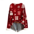 thumbnail image 4 of Women's Fashionable Christmas Printed Knitted Pullover Top, with Faux Wool Collar and Casual Long Sleeves, Lightweight Super Soft Fabric for All-Day Comfort In Various Occasions L Red, 4 of 5