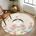thumbnail image 2 of Large Round Rug 8Ft Washable Non-Slip, Easter Circle Area Rugs for Living Room Bedroom, Country Spring Rabbit Feet Eggs Botanical Flowers Indoor Floor Mats Carpet Runner for Home Decor, 2 of 8
