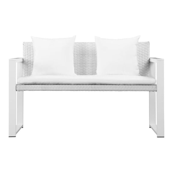 Pemberly Row Contemporary Anodized Aluminum Outdoor Sofa in White