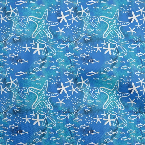 oneOone Cotton Jersey Blue Fabric Ocean Underwater Life Quilting Supplies Print Sewing Fabric By The Yard 58 Inch Wide