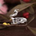 thumbnail image 4 of Anillo de plata tailandés de pavo real tridimensional de estilo étnico, anillo de dedo abierto de temperamento simple con pluma retro, 4 of 6