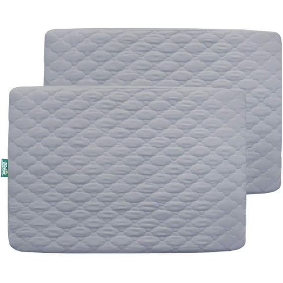 Biloban Waterproof Crib Mattress Protector for Pack N Play & Portable Mattress, 39" X 27", 2 pack, Gray