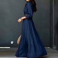 thumbnail image 6 of QUNYINEY Blue Dresses for Women Plus Size Flowy Long Casual Long Sleeve A Line Dress Commute Collared Slim Fit Casual Button Down Dresses, 6 of 9