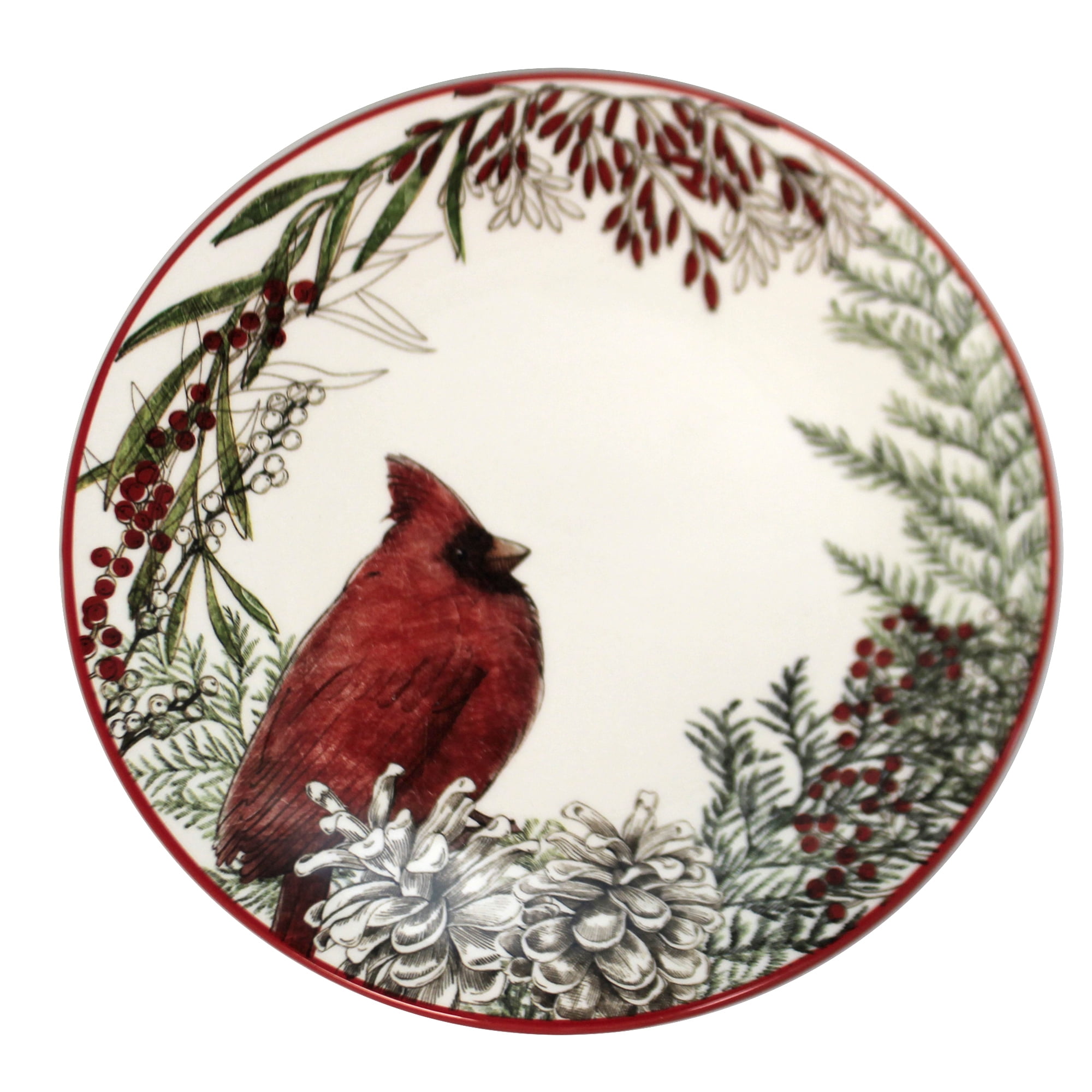 Tabletop Cardinal Salad Plate Ceramic Christmas Red Bird 9994652