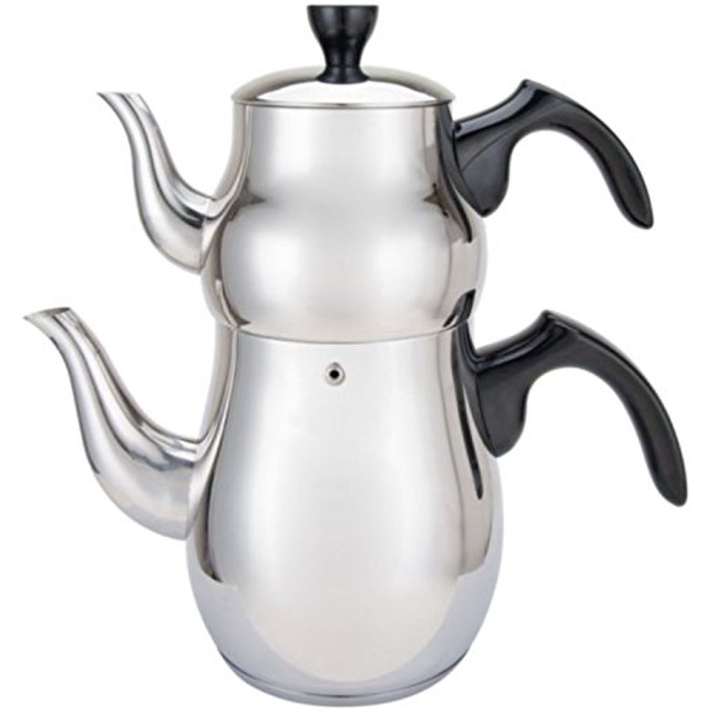 Double Tea Kettle Stainless Steel Teapot 2Pc Set 2.5Ltr + 1Ltr Pot