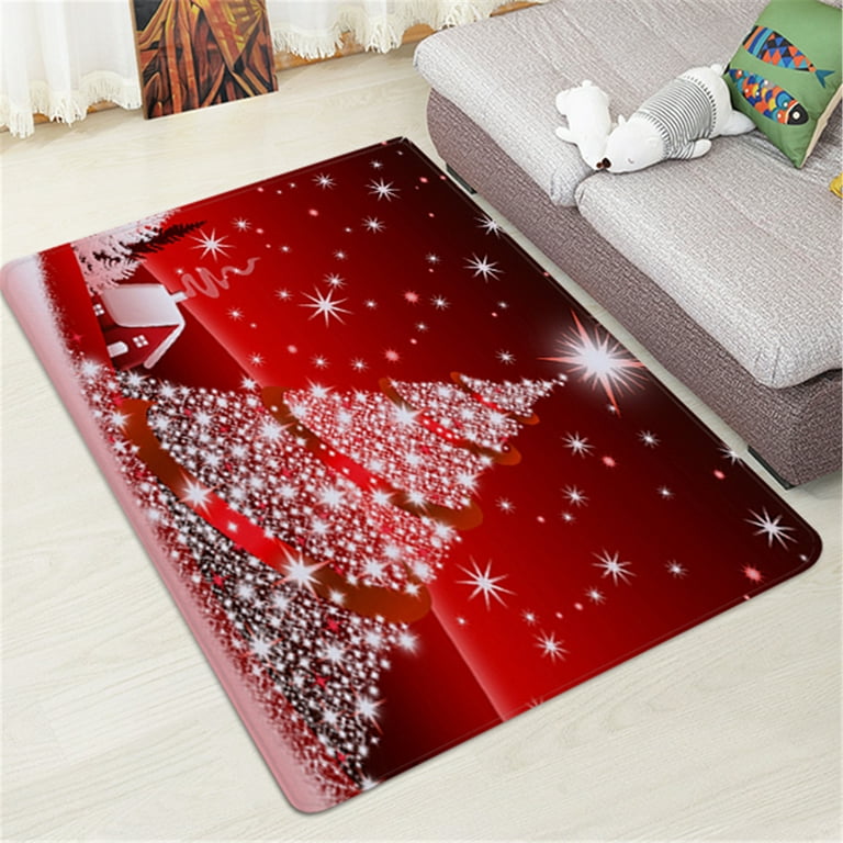 MCOW Red Area Rug 2x3 Christmas Rug Entryway Kitchen Rug Snowflake Doormat  Holiday Decor Diamond Floor Cover Moroccan Accent Bathroom Mat Non Slip  Living Room Bedroom Carpet with Gripper 