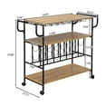 thumbnail image 2 of 3-Tier Industrial Bar Cart, Mobile Wine Rack Table with Glass Holder, Wine Bar Cabinet with Storage for Home, Black Frame / Brown Board, 2 of 9