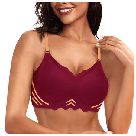 Fulorrnie Bras for Women Plus Size Maternity Wirefree Comfort Lift Yoga Sports Workout Gym Back Fat Smoothing Seamless Supportive Bra Red M