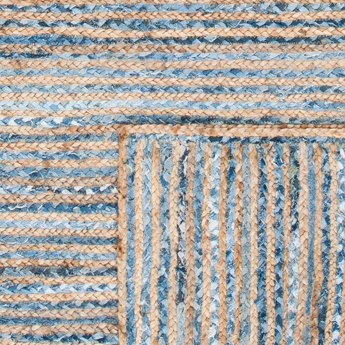 SAFAVIEH Cape Cod Andrina Geometric Area Rug, Natural/Blue, 5' x 5' Square