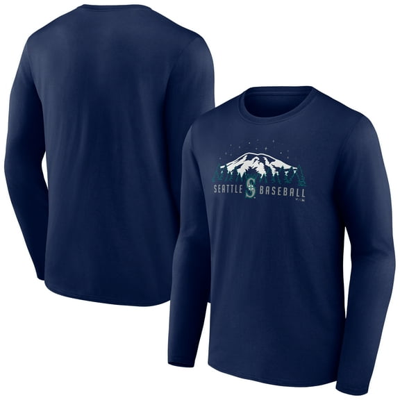 Men's  Navy Seattle Mariners Mountains Long Sleeve T-Shirt