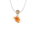 thumbnail image 2 of Delight Jewelry Silvertone Hot Orange Hibiscus Flower Mia Monkey Charm Necklace, 2 of 4