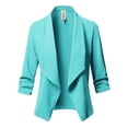 thumbnail image 1 of FashionOutfit Women's Casual Style Stretch 3/4 Gathered Sleeve Open Front Work Office Blazer Jacket, 1 of 1