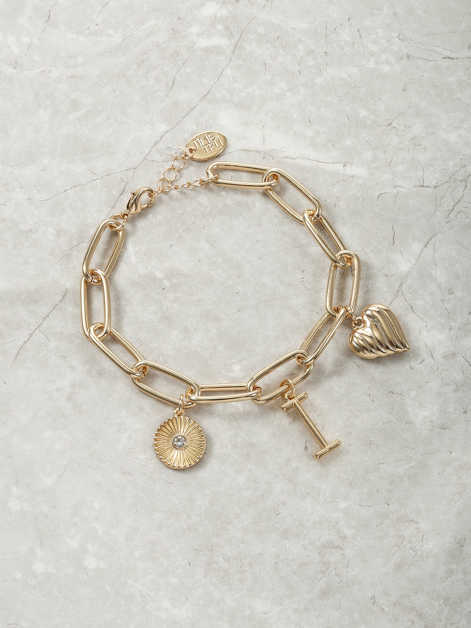 Time and Tru Goldtone Initial Charm Bracelet, Initial I
