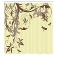 thumbnail image 2 of Ambesonne Dragonfly Shower Curtain, Swirling Floral Damask, 69"Wx84"L, Cream Brown, 2 of 4