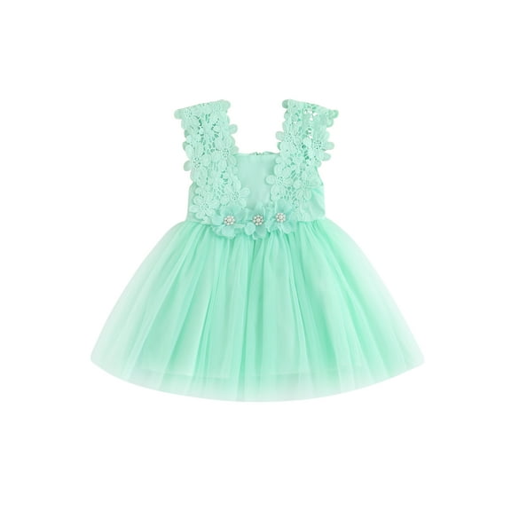 Hirigin Kids Baby Girl Crochet Lace Dress Sleeveless Floral Princess Dresses Fancy Gown Wedding Party Dresses 2-7 Years