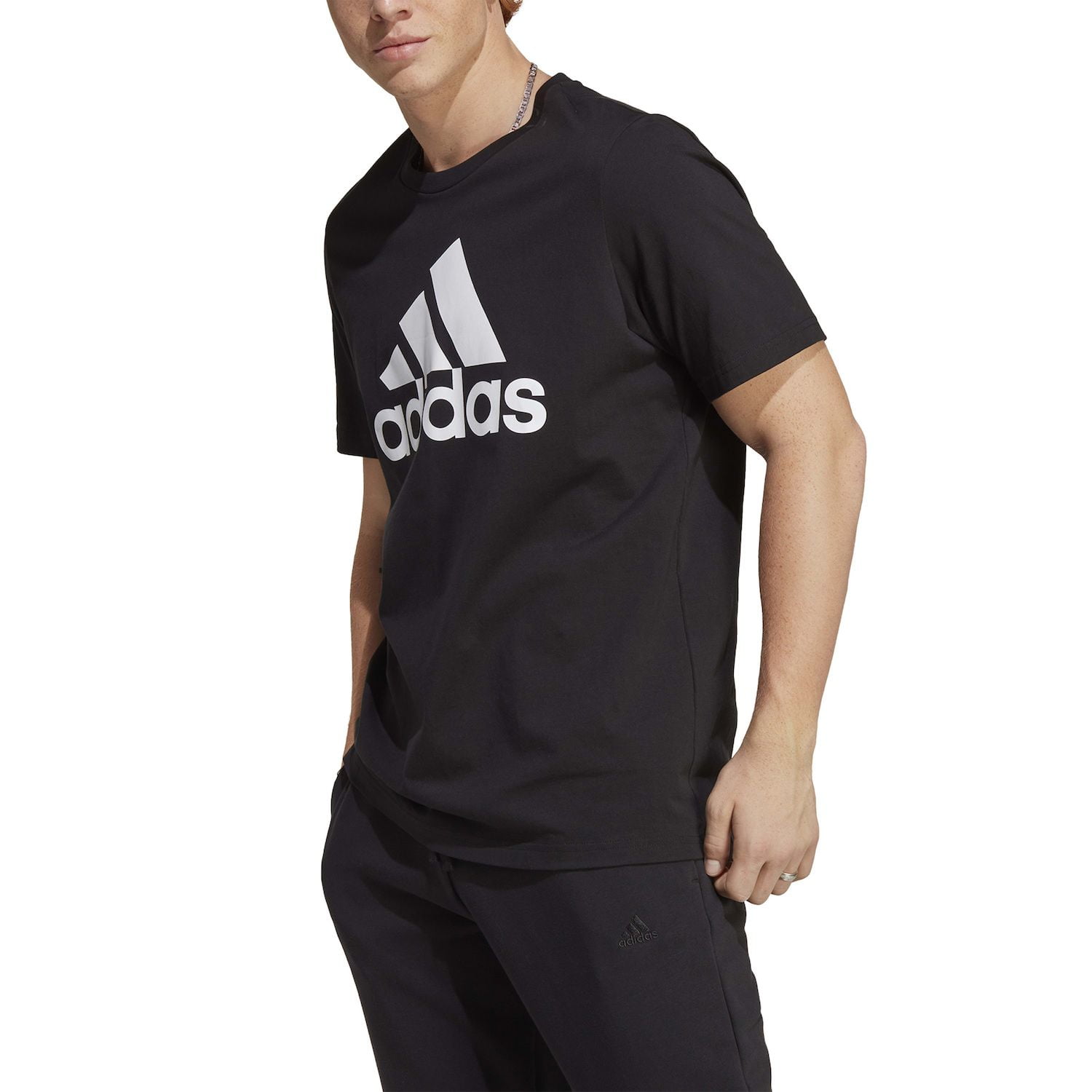 Adidas Essentials Men's Big & Tall Black Big Logo Tee, 3XLT