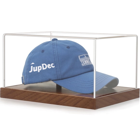 Vitrina acrílica JupDec para gorras de béisbol con base de madera