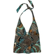 Women's Plus Print Halter Tankini Top