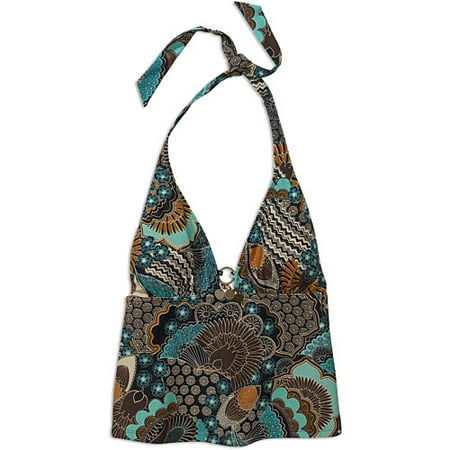 Women's Plus Print Halter Tankini Top