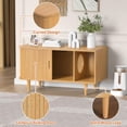 thumbnail image 4 of Winkalon Cat Litter Box Enclosure with Sliding Tambour Door, 37.4" Hidden Litter Box Furniture, Wood Cat Litter Box Cabinet for Living Room, Oak, 4 of 9
