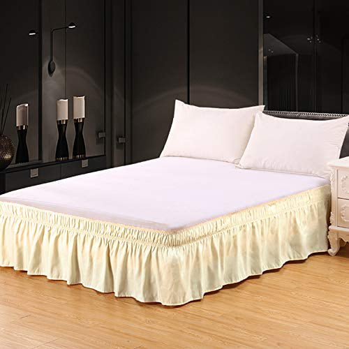 Queen/King Wrap Around Bed Skirts, 18 Inch Drop Ruffled Bed Skirt with ...