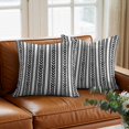 thumbnail image 3 of Throw Pillow Covers, Black Botanical Decorative Throw Pillow Covers 18x18 Inch, Modern Farmhouse Striped Square Linen Pillow Cases for Couch/Living Room/Sofa, 3 of 9