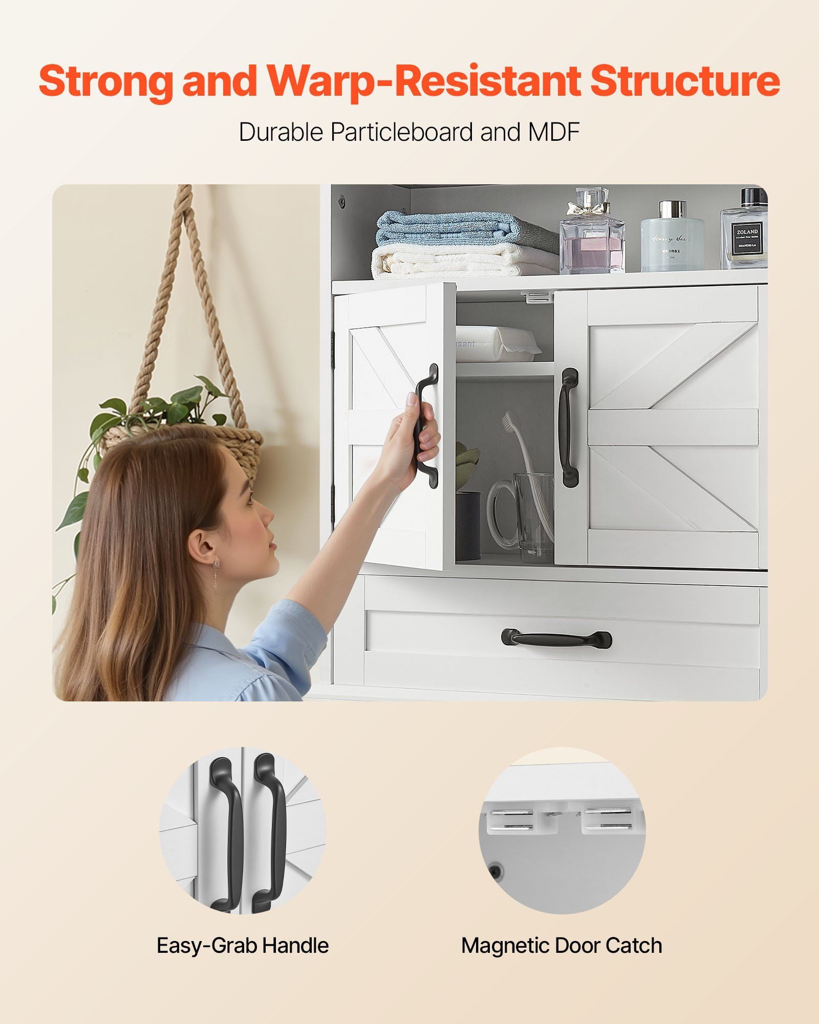 White Over-The-Toilet Bathroom Storage Cabinet with 2 Doors, Adjustable Shelf, Drawer & Open Compartment - Wall-Mounted Medicine & Organizer Cabinet for Laundry Room, Kitchen, Restroom