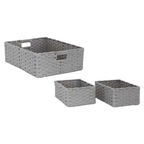 Baum Faux Wicker Bins, Set of 3