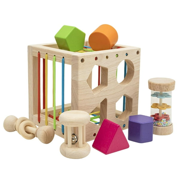 Juguete de clasificación de formas sensoriales para niños, juguete sensorial, juego, cubo de percepción de colores, bloques de formas, cubo de activid