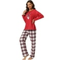 thumbnail image 2 of Unique Bargains Christmas Elk Print Tops with Plaid Pants Sleepwear Family Pajama Set XL Women, 2 of 5