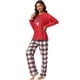 thumbnail image 2 of Inspire Chic Navidad Camisetas de Ciervo con Pantalones de Cuadros Ropa de Dormir Conjuntos de Pijamas Familiares [Mujeres] L Rojo, 2 of 5