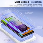 LeYi for Samsung A52 Case, Galaxy A52 5G Case with [2 x Tempered Glass Screen Protector & Lens Protector], Full-Body Shockproof Soft Liquid Silicone Protective Case for Galaxy A52 5G, Violet