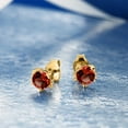 thumbnail image 3 of Gem Stone King 2.00 Ct 5mm Red Created Sapphire 18K Yellow Gold Plated Silver Kitty Cat Stud Earrings for Women Men, 3 of 4