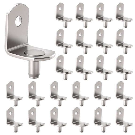 WellMade 3/16" 25 Pack 5mm Shelf Pins,L-Shaped Plated Shelf Support Pegs,with hole bracket for bookshelf cabinet wardrobe