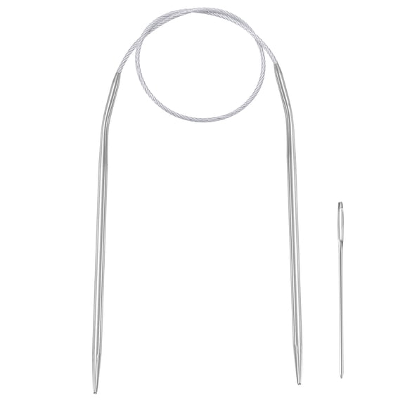 Uxcell 16" Circular Knitting Needle Size 2.5/3mm Stainless Steel, Round Metal Knitting Needles, Lightweight Smooth for Blankets Sweater Hat Scarf DIY, Beginners Friendly