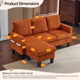 thumbnail image 6 of Ktaxon Convertible Sectional Sofa, L Shaped Couch with Storage Ottoman, Corduroy 3-Seater Couch for Small Space Living Room Orange, 6 of 8