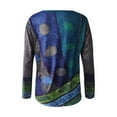 thumbnail image 3 of Abcnature Women O-Neck Ethnic Style Print Casual Long Sleeve Fashion Top Plus Size Tops for Ladies Autumn Winter Casual Loose Tunic Blouse Blue S, 3 of 5