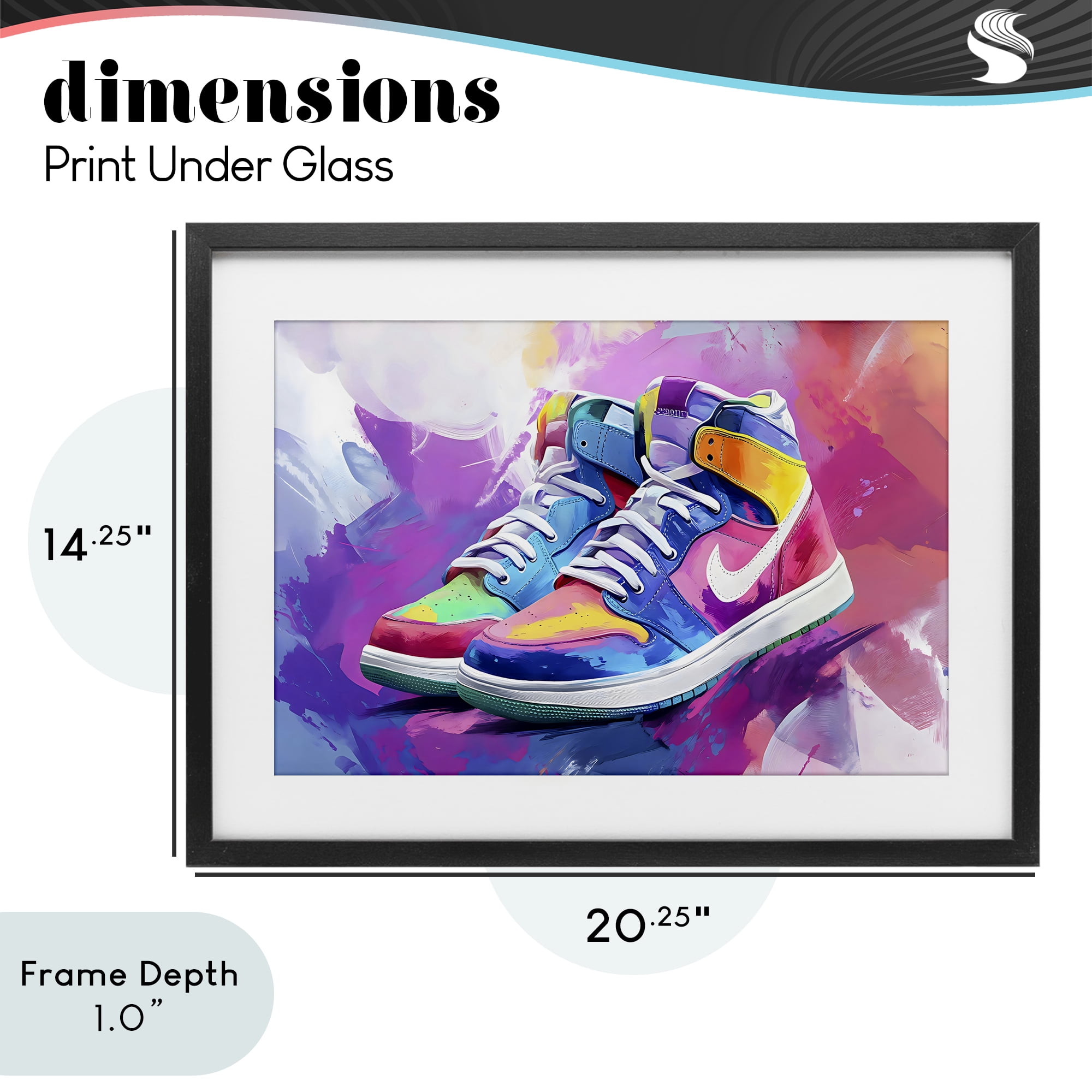 Stupell Industries Stylish Vintage Sneakers Black Framed Print Under Glass, design by Creative Studio
