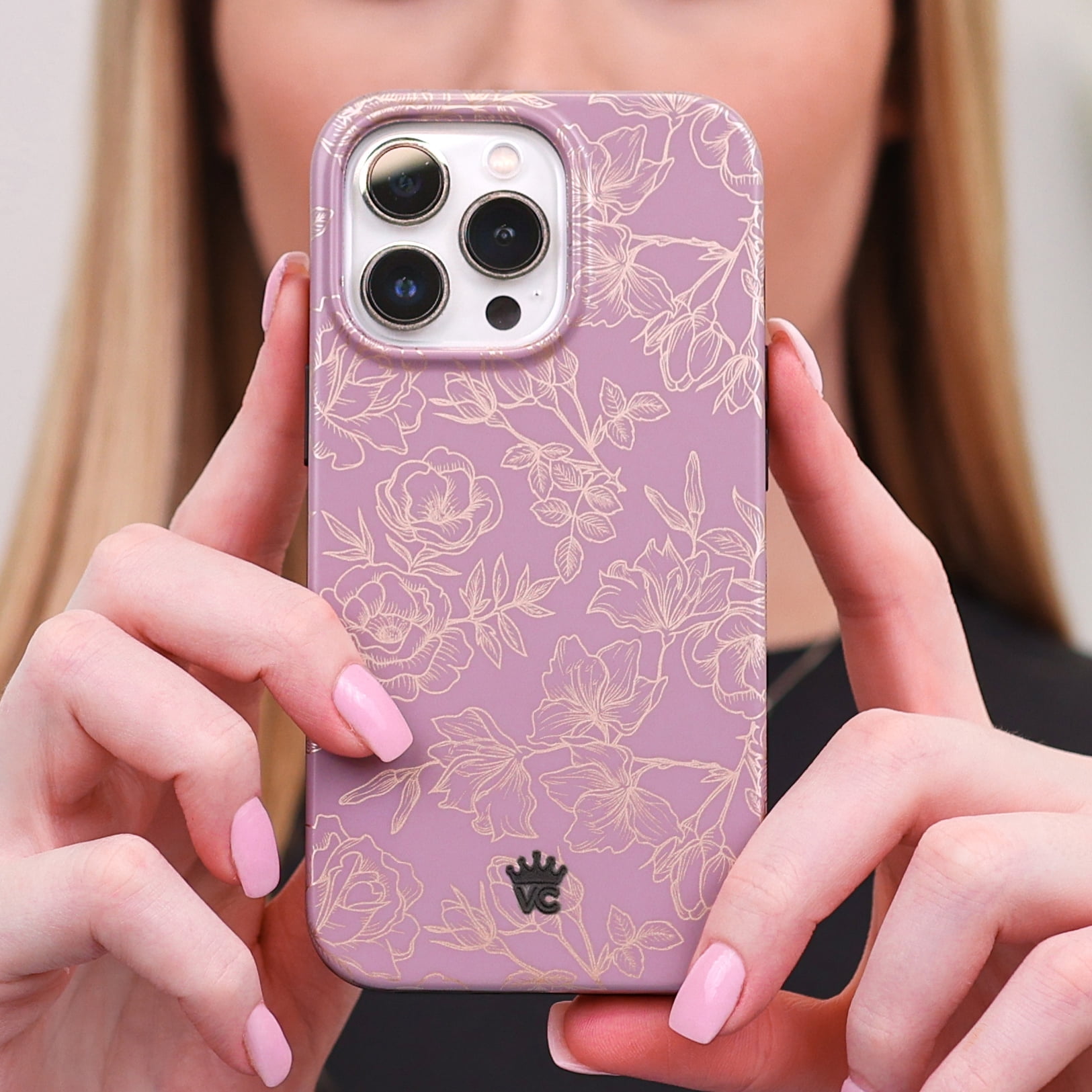 VELVET CAVIAR for iPhone 15 Plus Case Rose Gold Flowers - Compatible with MagSafe - Protective Mauve Purple Case for Women - Dusty Rose Floral
