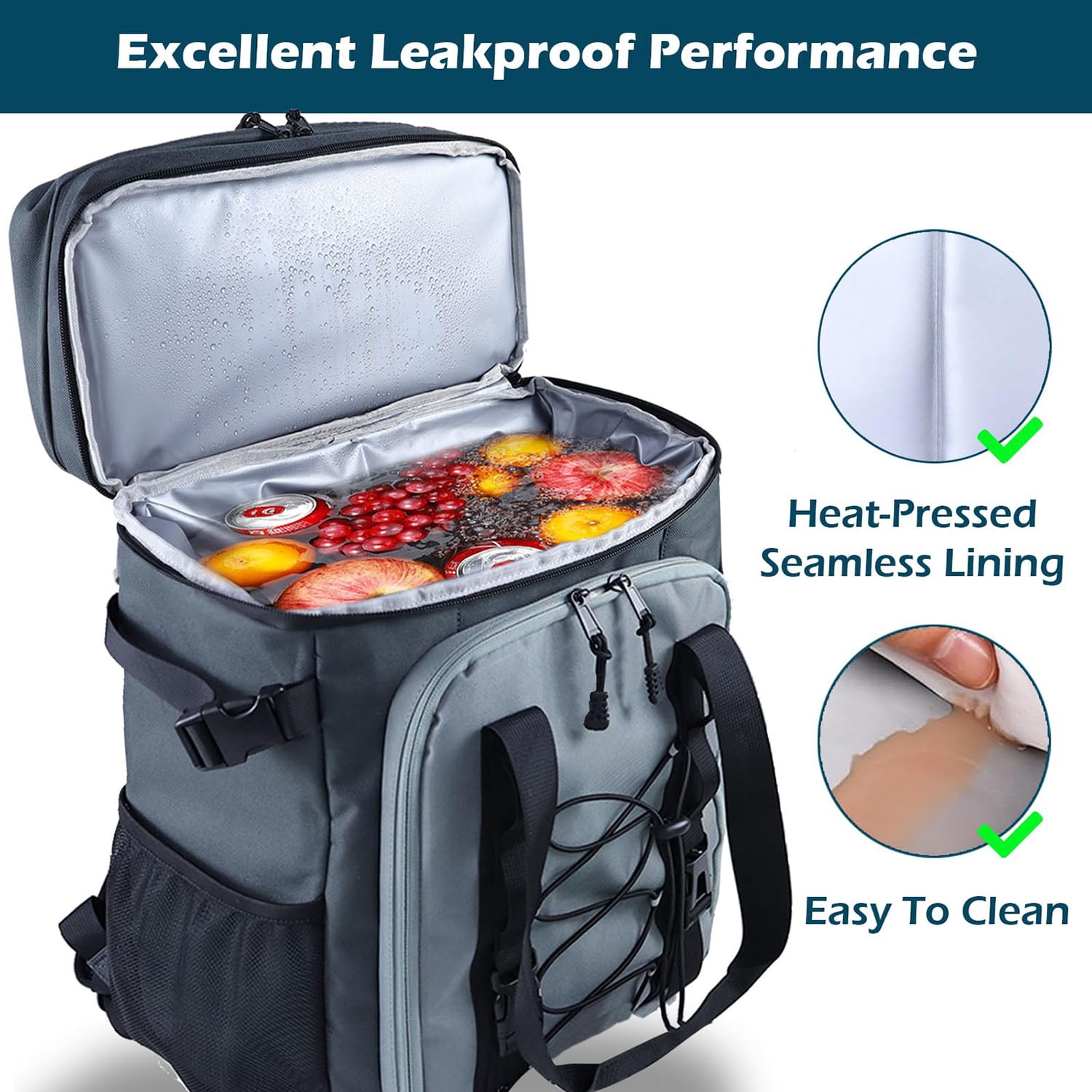 HOMEYA Cooler Backpack,40 Cans Backpack Cooler Insulated Leak Proof,Portable Multifunctional Double Deck Camping Coolers Bag for Picnic Hiking Travel,Dark Gray